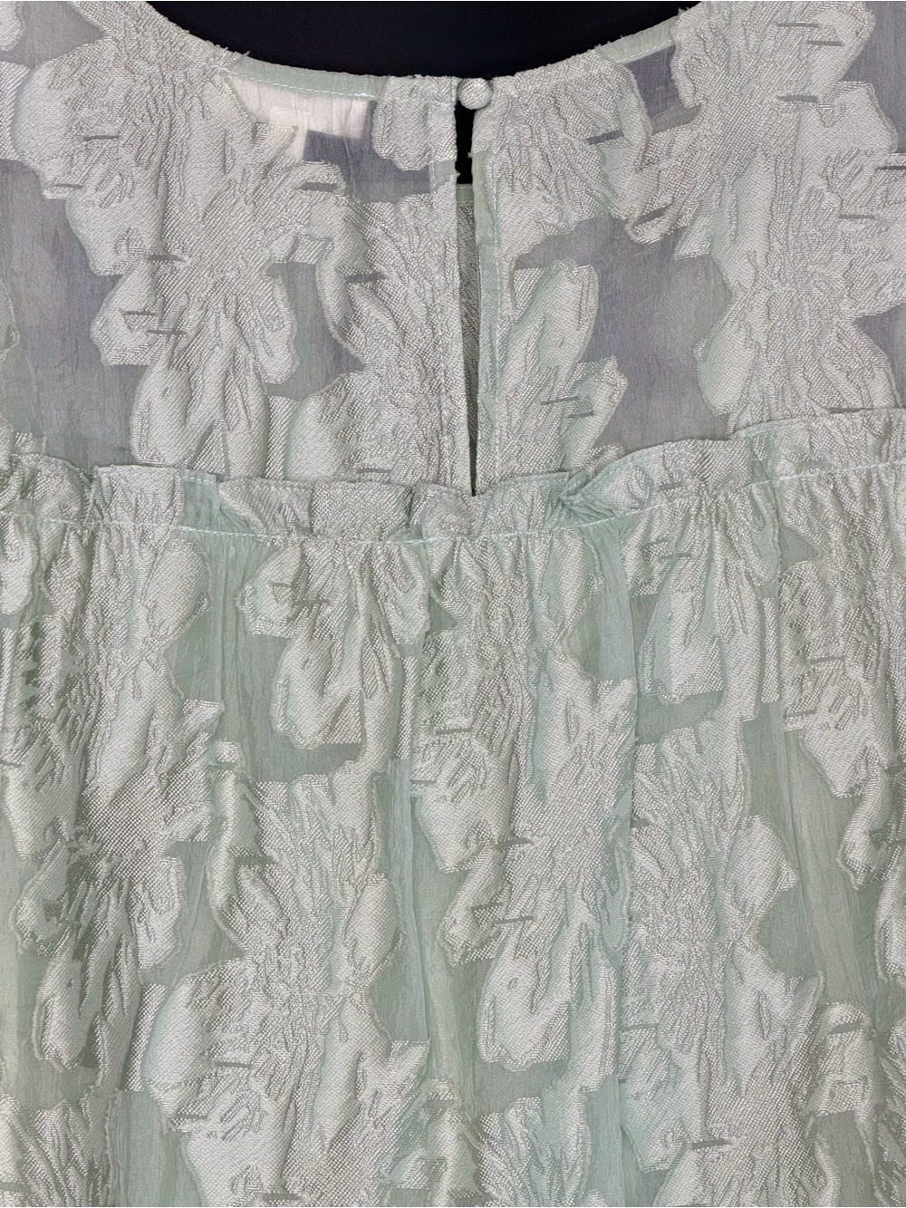 Oddi Sage Jacquard Floral Puff Sleeve Wedding Garden Party Dress Pockets 1XL - Picture 6 of 7